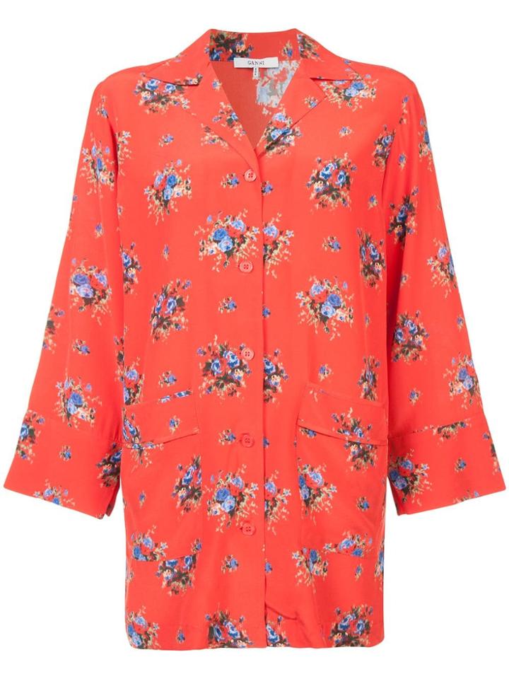 Ganni Floral Print Shirt - Red