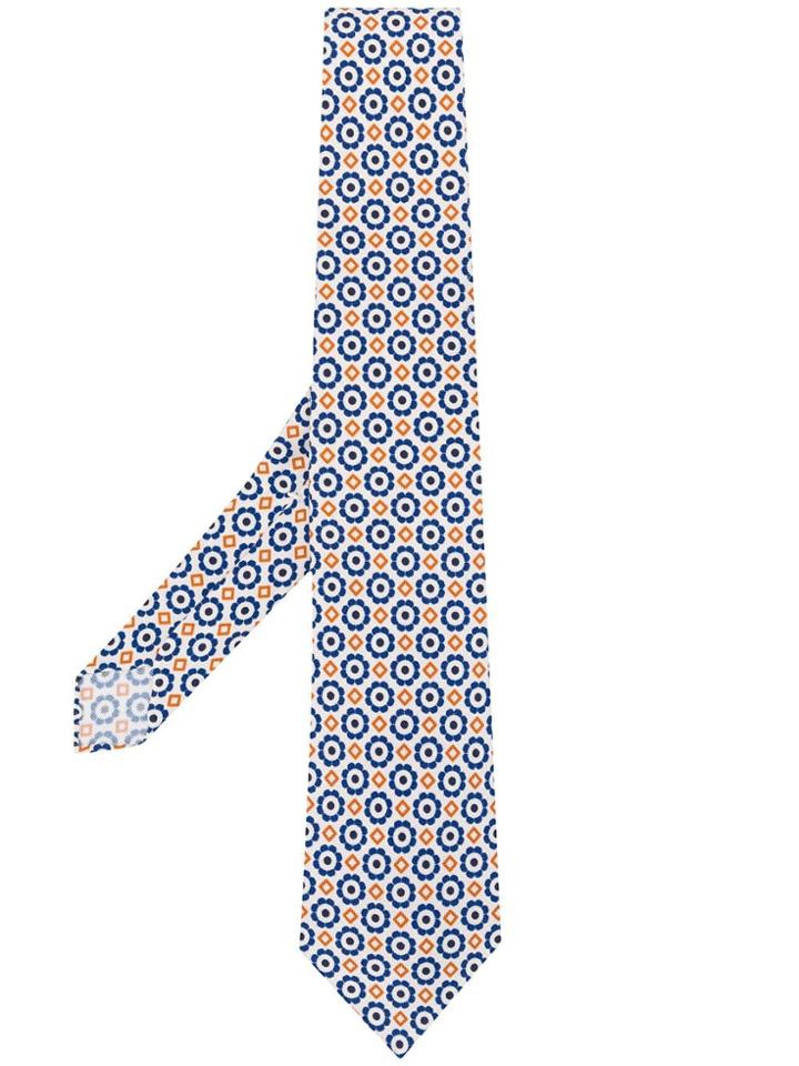 Kiton Floral Diamond Pattern Tie - Neutrals