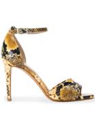 Albano Snakeskin Print Sandals - Yellow