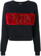 Philipp Plein Faux Fur Panel Branded Sweatshirt - Black