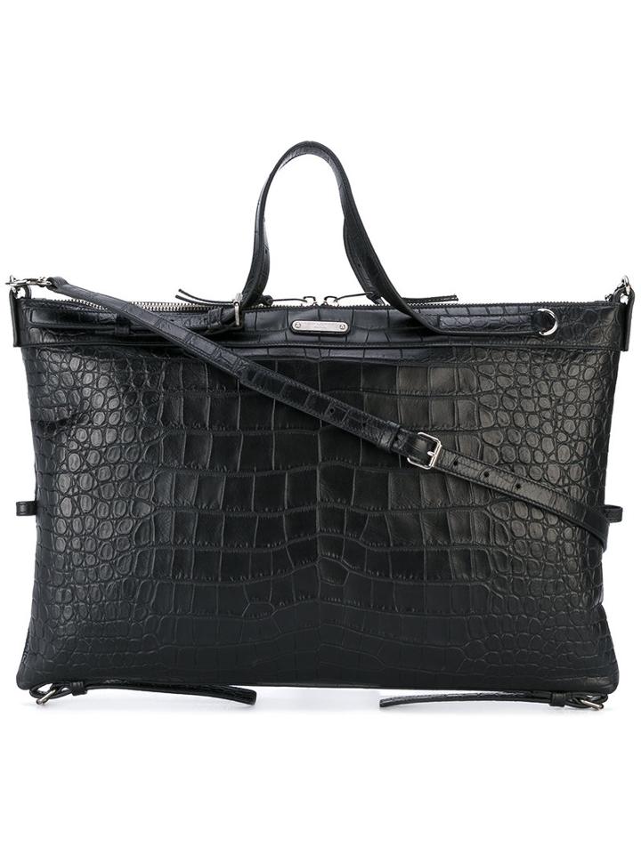 Saint Laurent - Croc-effect Lqptop Bag - Women - Leather - One Size, Black, Leather