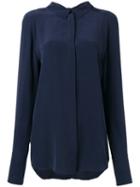 Cédric Charlier Concealed Fastening Shirt, Women's, Size: 44, Blue, Silk
