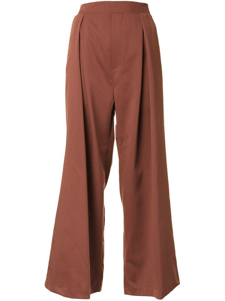 Loveless Pleat Front Flared Trousers