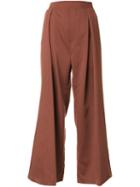 Loveless Pleat Front Flared Trousers