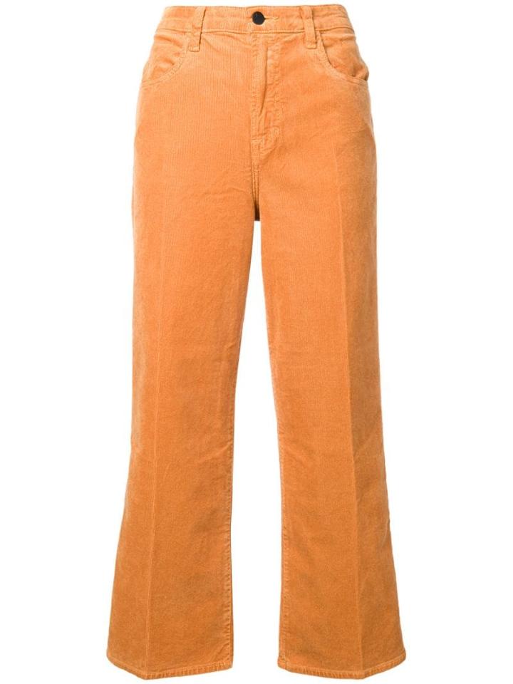 J Brand Straight Cropped Corduroy Trousers - Brown
