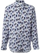 Bally Shoe Print Shirt, Men's, Size: 41, Blue, Silk