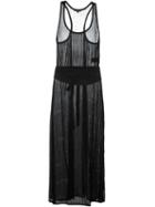 Ann Demeulemeester Sheer Long Party Dress, Women's, Size: 36, Black, Linen/flax/nylon/polyamide/virgin Wool