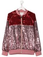 Alberta Ferretti Kids Teen Sequin Embellished Zip-up Jacket - Pink