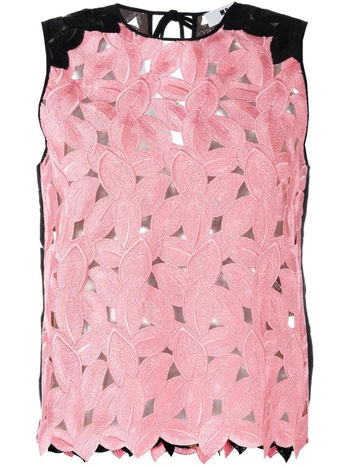 Msgm Cut-out Leaves Tank Top