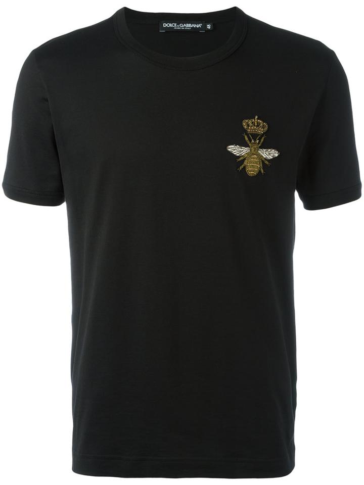 Dolce & Gabbana Crown & Bee Patch T-shirt, Men's, Size: 48, Black, Cotton