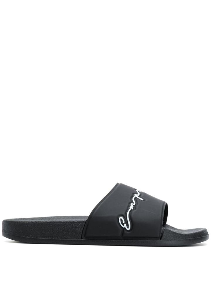 Emporio Armani Signature Logo Slides - Black