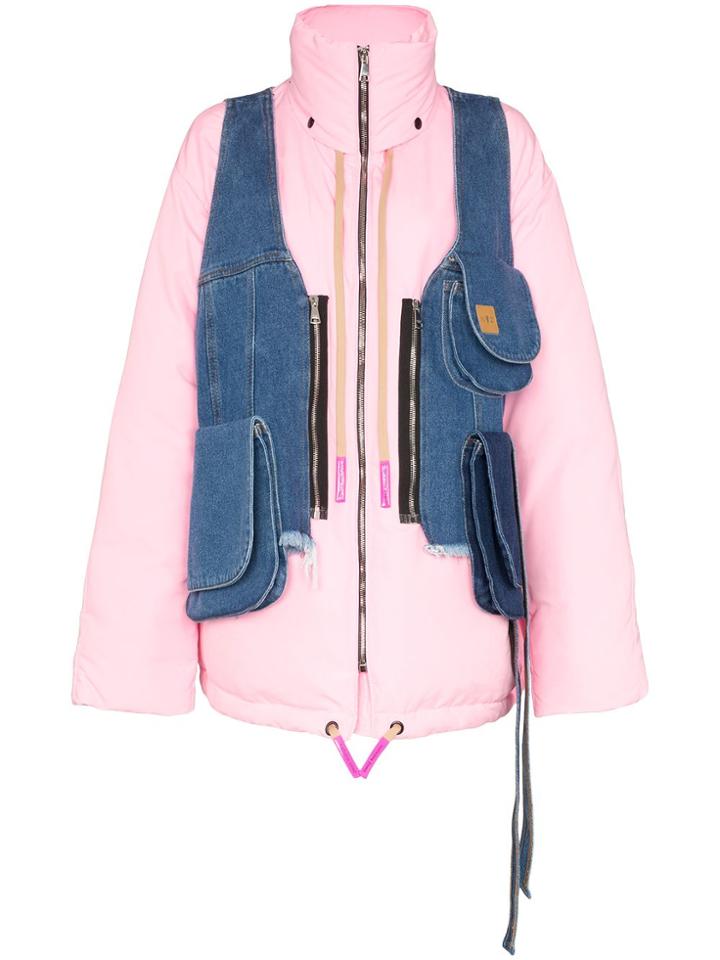 Natasha Zinko Panelled Puffer Coat - Pink