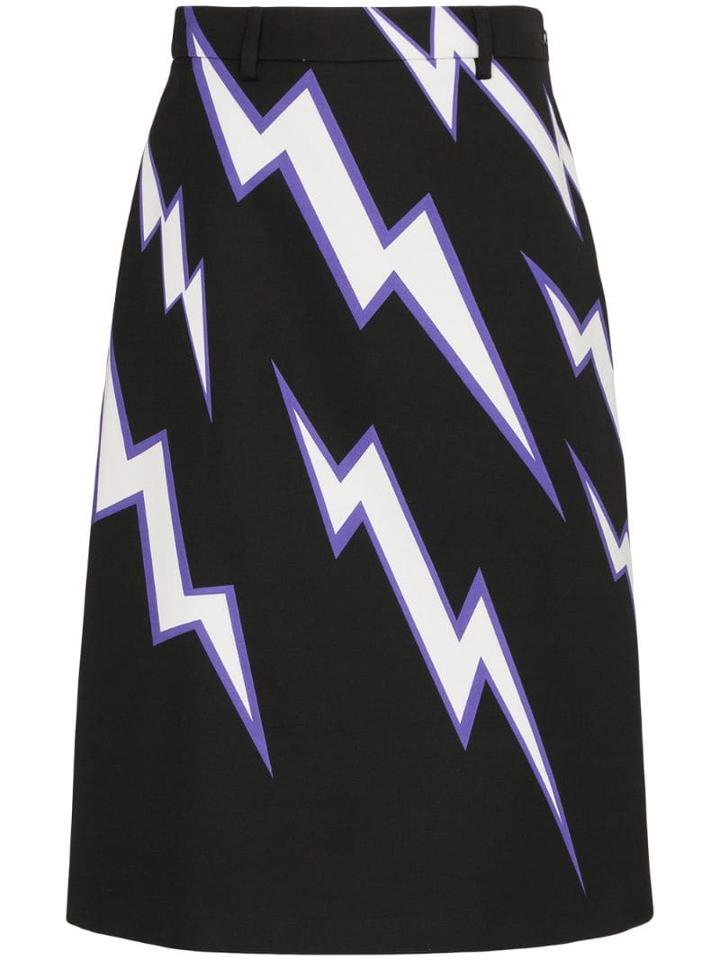 Prada Lighting Bolt Midi Skirt - Multicolour