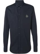 Dolce & Gabbana 'bee' Embellished Button-down Shirt, Men's, Size: 39, Black, Silk/cotton/polyester/glass