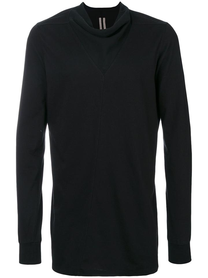 Rick Owens - Funnel V Neck Detail Jumper - Men - Silk/cotton - Xs, Black, Silk/cotton