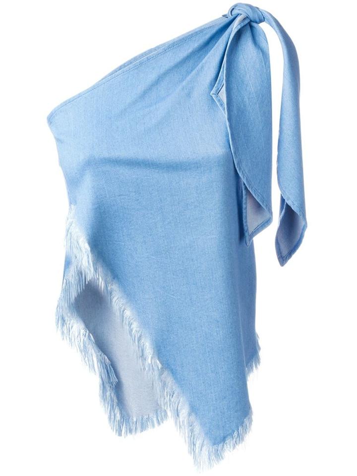 Marques Almeida Knotted One Shoulder Denim Top