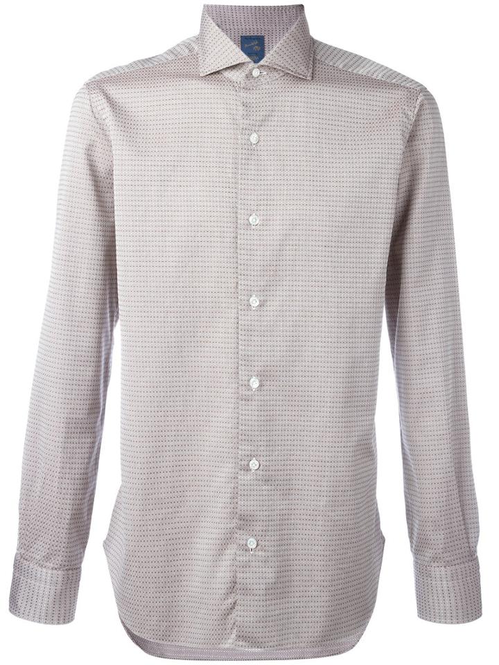 Barba Checked Shirt, Men's, Size: 42, Nude/neutrals, Cotton