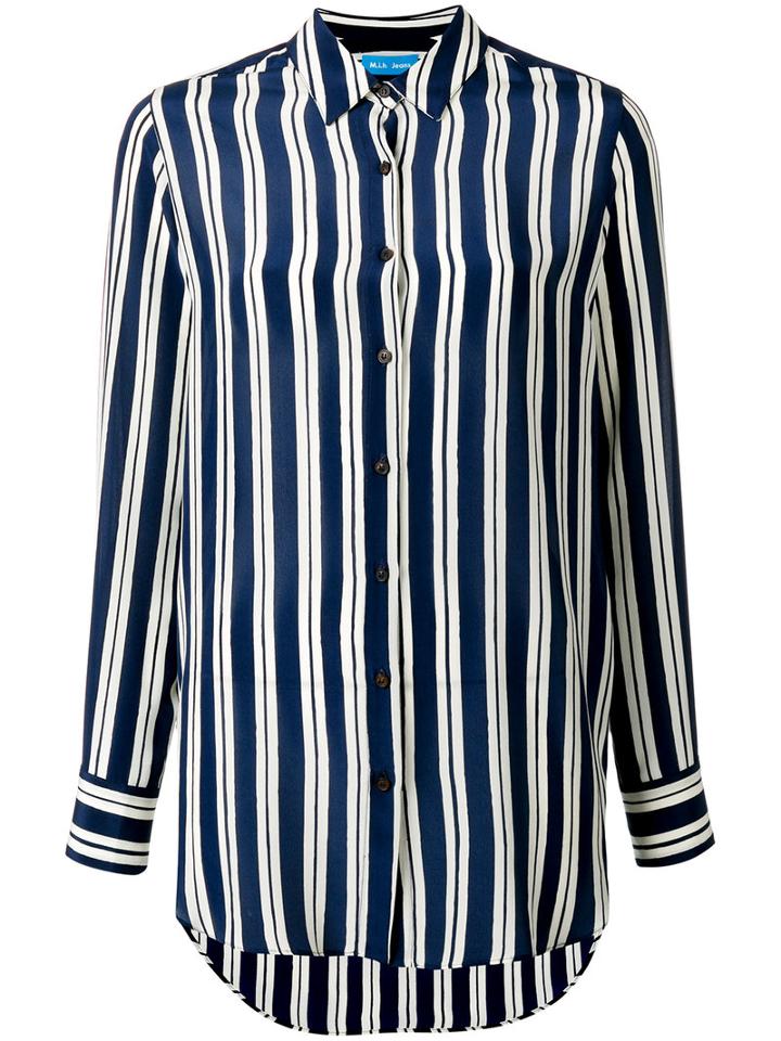 Mih Jeans Finnish Stripe Shirt, Women's, Size: Medium, Blue, Silk