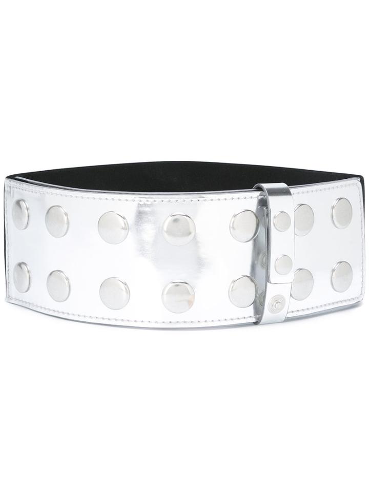Mm6 Maison Margiela Studded Metallic Belt, Women's, Grey, Polyester/polyamide/zinc/copper