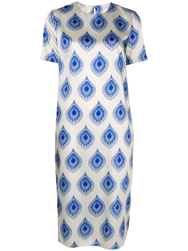 Hache Geometric Print Midi Dress - White