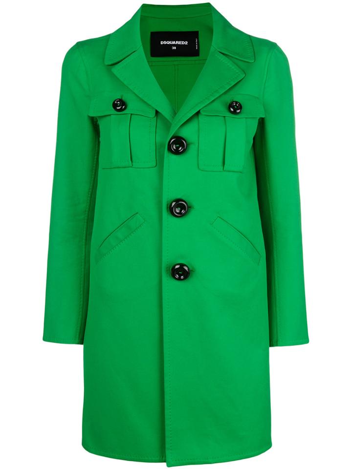 Dsquared2 Single Breasted Peacoat - Green