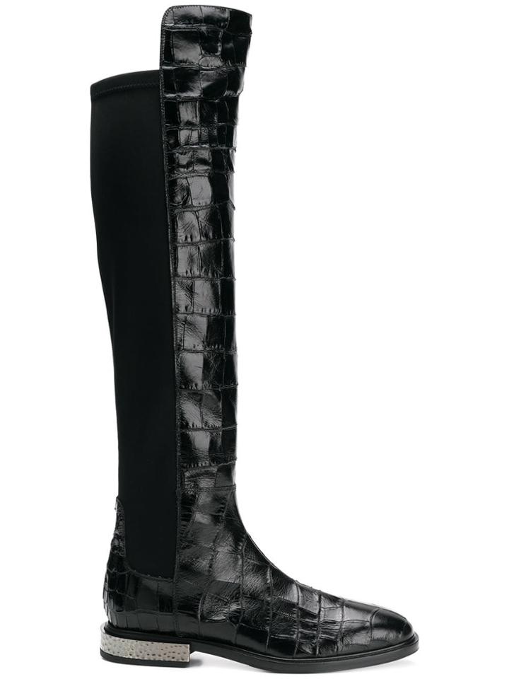 Alberto Gozzi Embossed Detail Boots - Black