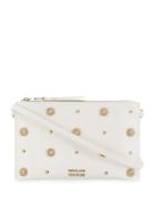 Versace Jeans Couture Gold-tone Embellished Clutch Bag - White