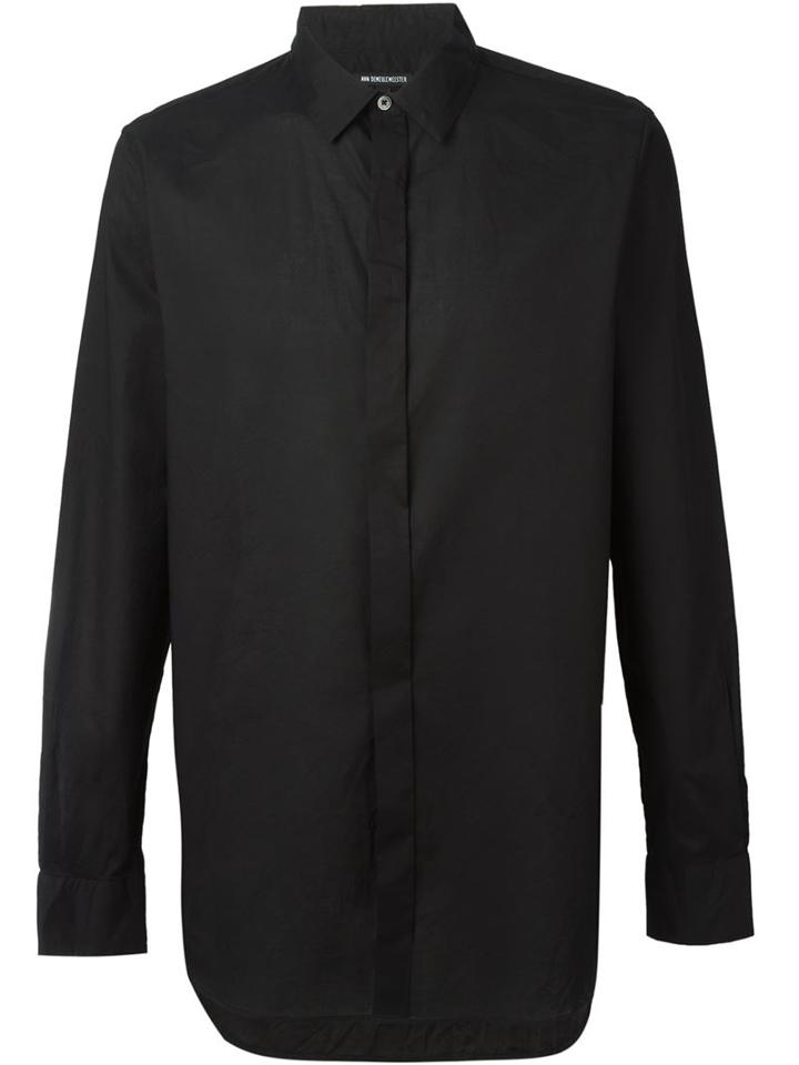 Ann Demeulemeester Concealed Fastening Shirt, Men's, Size: Large, Black, Cotton