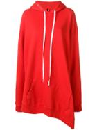 Unravel Project Oversized Asymmetric Hoodie - Red