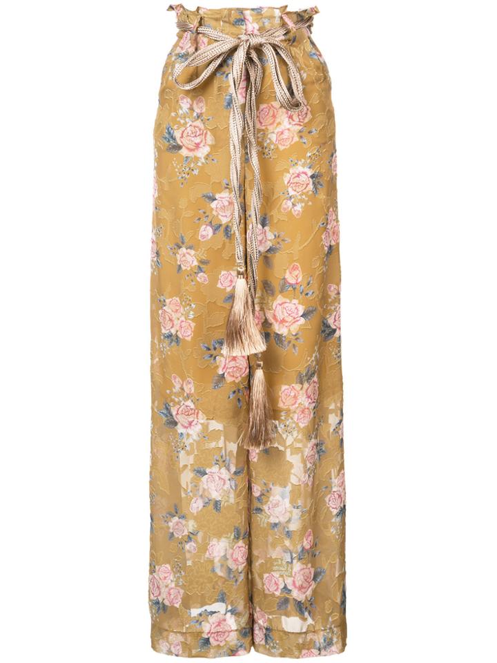 We Are Kindred High Rise Floral Trousers - Yellow & Orange