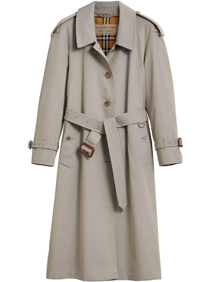 Burberry Side-slit Tropical Gabardine Trench Coat - Grey