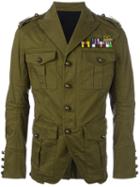Dsquared2 'golden Arrow' Military Jacket, Men's, Size: 52, Green, Spandex/elastane/polyamide/cotton