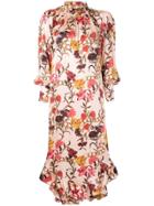 Mother Of Pearl Ruffle Hem Floral Dress - Multicolour