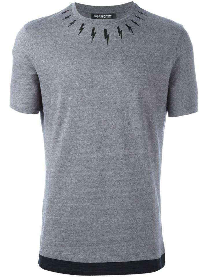 Neil Barrett Lightning Bolt Print T-shirt, Men's, Size: Xs, Grey, Cotton