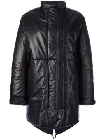 Ahirain Zipped Mid Coat, Women's, Size: Small, Black, Calf Leather