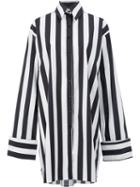 Marques'almeida - Oversized Striped Shirt - Women - Cotton - S, Black, Cotton