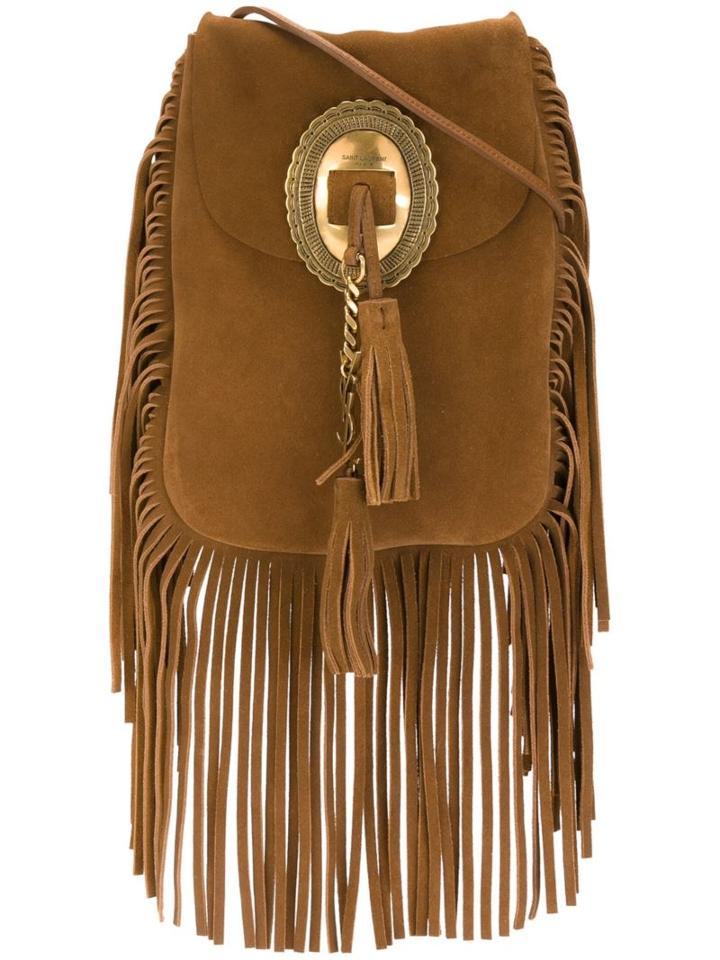 Saint Laurent Anita Shoulder Bag, Women's, Brown, Calf Suede