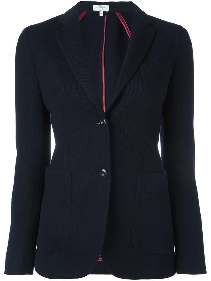 Boglioli Double Button Blazer, Women's, Size: 48, Blue, Cotton/cupro/virgin Wool