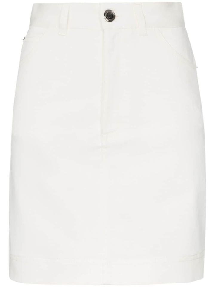 Fendi Ff Logo Label Denim Mini Skirt - White