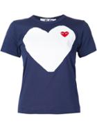 Comme Des Garçons Play Heart Print And Application T-shirt, Women's, Size: Medium, Blue, Cotton