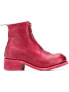 Guidi Front Zip Metallic Boots - Red