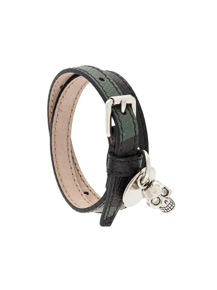 Alexander Mcqueen Double Wrap Skull Bracelet, Men's, Green