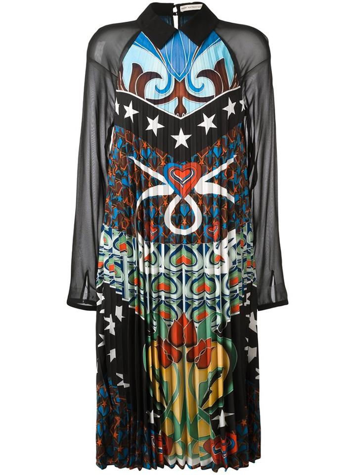Mary Katrantzou 'fortune' Heart Nouveaux Pleated Dress, Women's, Size: 8, Black, Silk