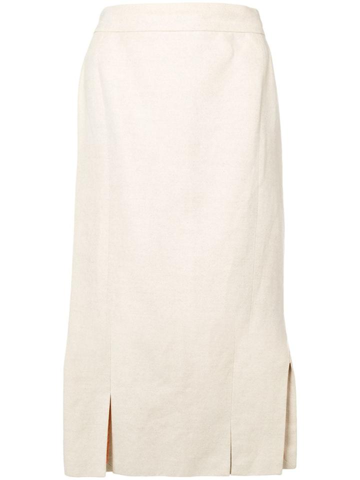 Prada Vintage 1990's Slit Detail Skirt - Neutrals