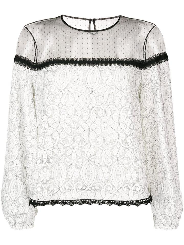Pinko Panelled Lace Blouse - White