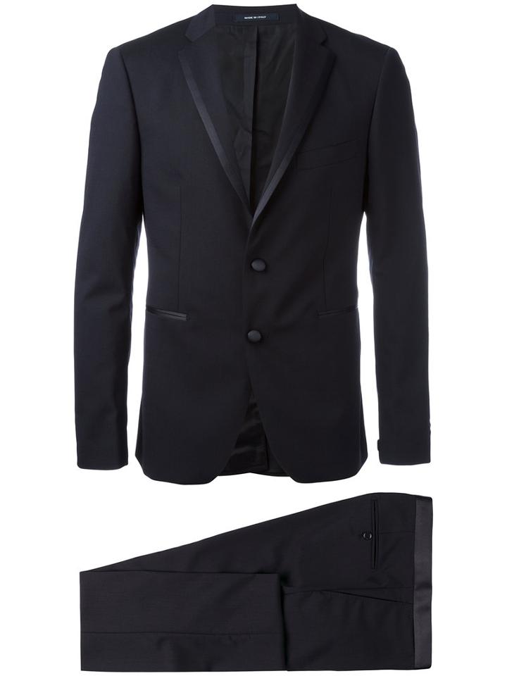 Tagliatore - Contrast Trim Dinner Suit - Men - Virgin Wool/spandex/elastane/cupro - 46, Blue, Virgin Wool/spandex/elastane/cupro