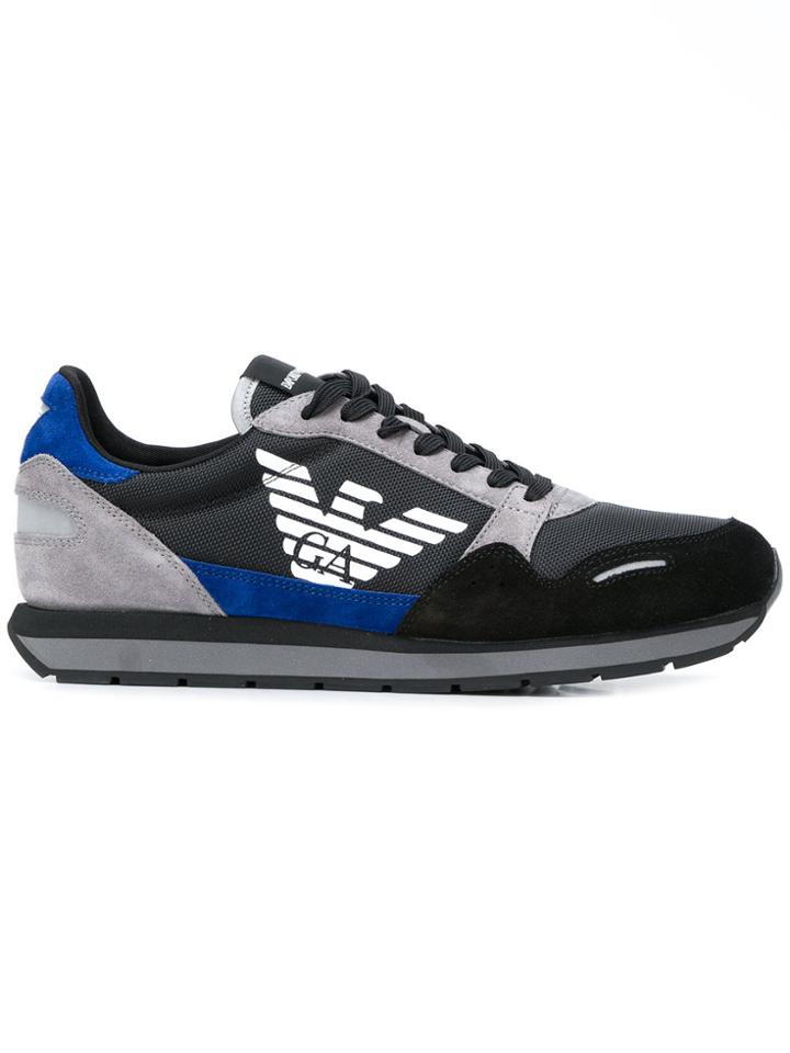 Emporio Armani Logo Lace-up Sneakers - Black