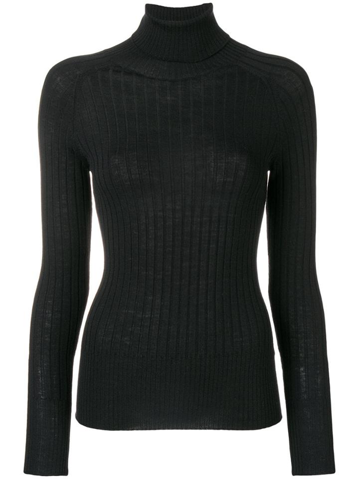 Peserico Roll Neck Ribbed Sweater - Black
