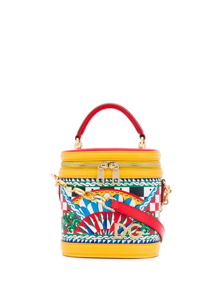 Dolce & Gabbana Sicilian Carretto Bucket Tote - Red