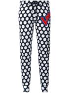 Love Moschino Polka Dots Print Sweatpants, Women's, Size: 42, Blue, Cotton/polyester